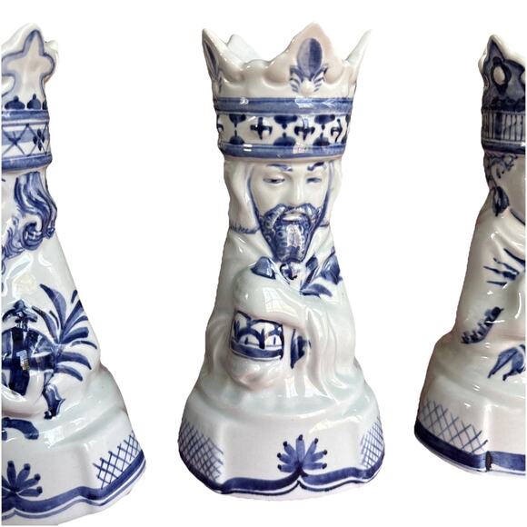 Royal Copenhagen Porcelain Three Kings Magi Wise Men Candle Holders Denmark FLAW - Picture 3 of 15